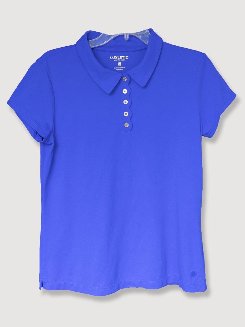 Lilly Pulitzer Frida Luxletic Polo Shirt UPF 50 Scallop Button Golf Course Pique
